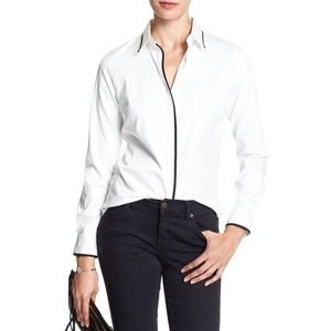 Banana Republic White Button Down w Black Trim